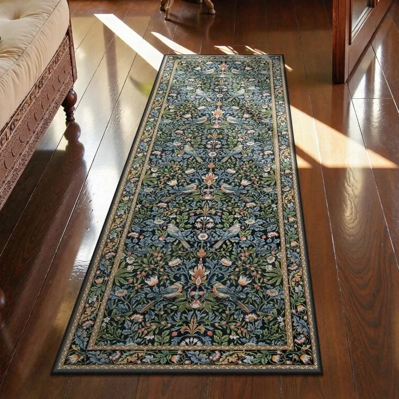 Outdoor Lighting Victorian - Victorian Retro Bird Floral Runner Rug