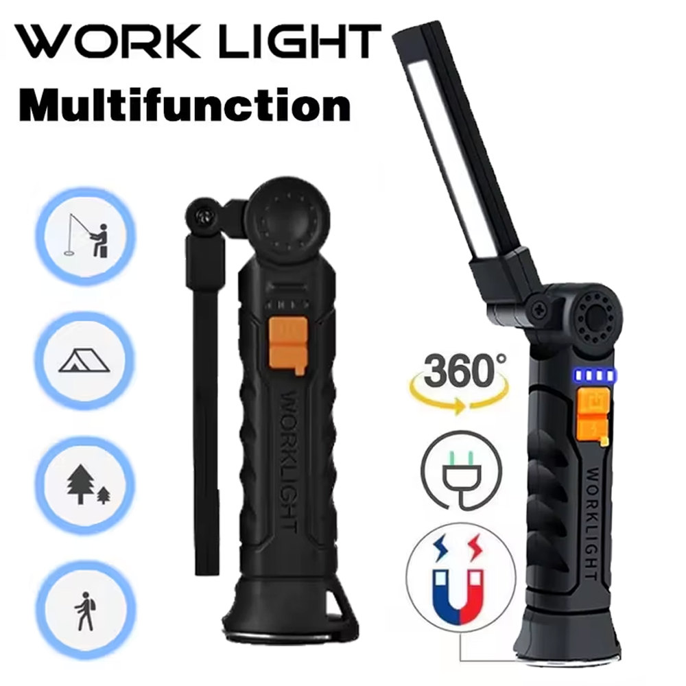 Outdoor Lighting Guide - Portable COB LED Flashlight USB Rechargeable