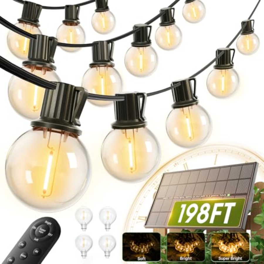 Outdoor Lighting Install - 198Feet Solar String Lights Outdoor, Waterproof,