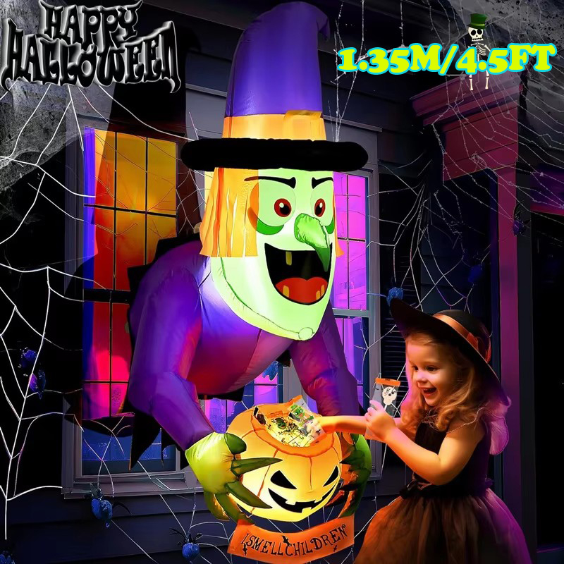 Outdoor Lighting Halloween - 4.5FT/1.35M Halloween Decor Inflatable Window Climbing