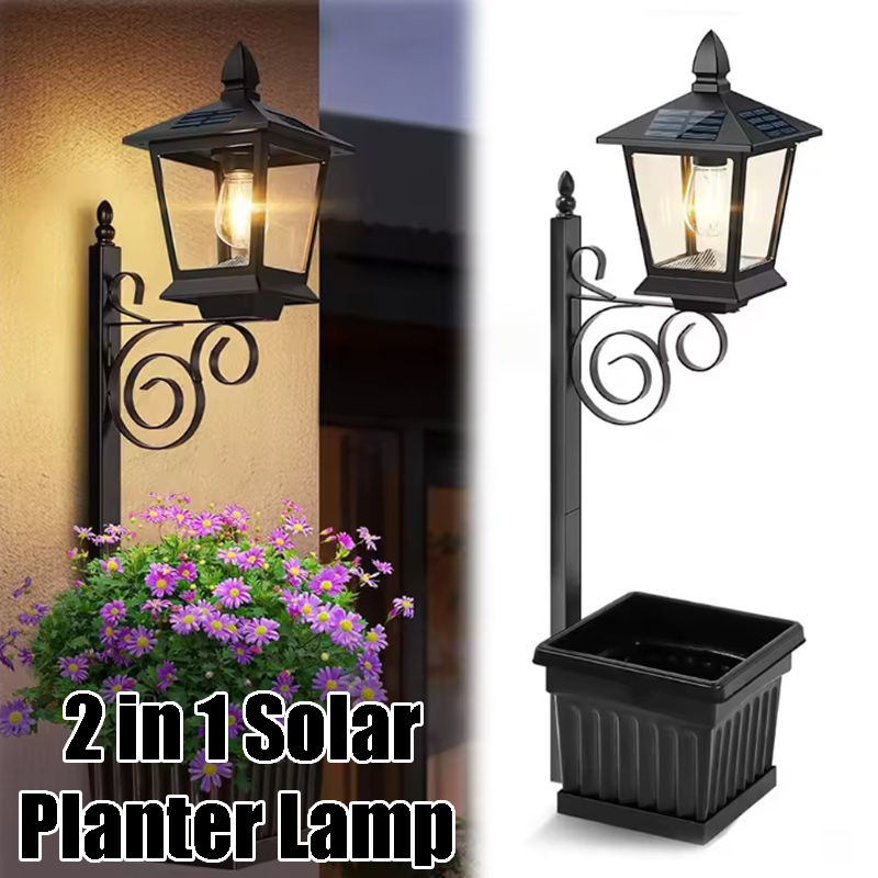 Outdoor Lighting Battery Powered - Solar Powered 2-in-1 Flower Pot Light