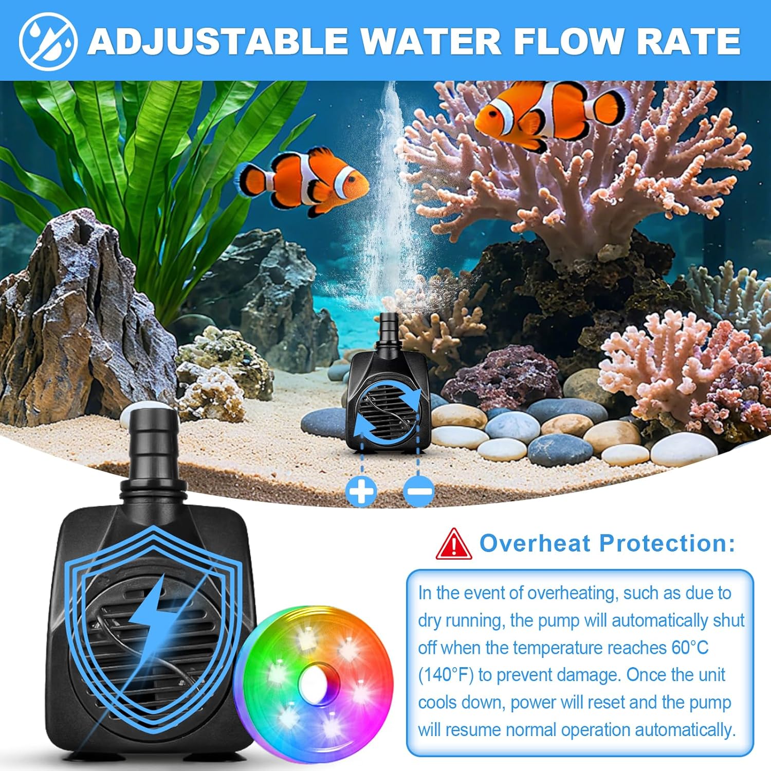 210GPH Submersible Water Pump  - đánh giá và giá Pond Light Submersible