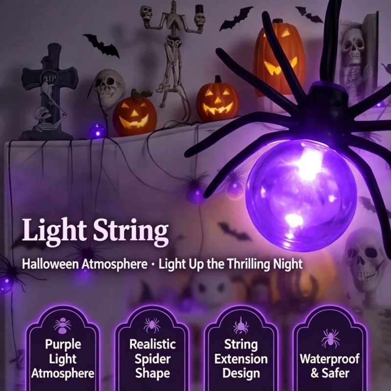Battery Powered Spider LED Str - đánh giá và giá Outdoor Lighting Halloween