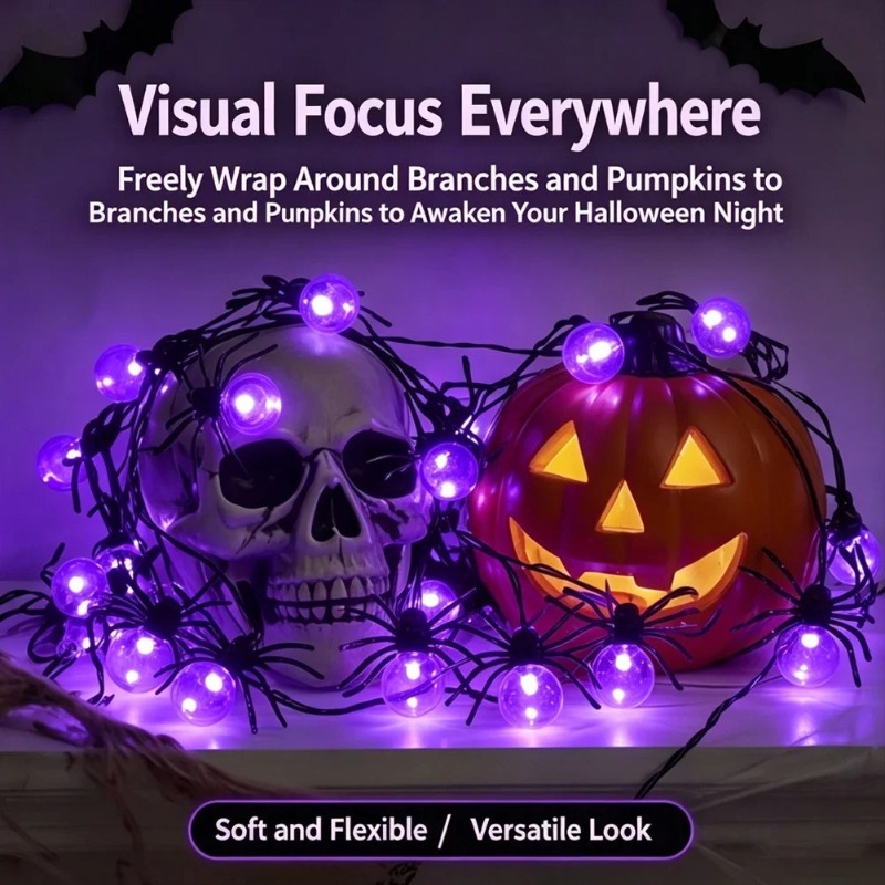 Battery Powered Spider LED Str - đánh giá và giá Outdoor Lighting Halloween