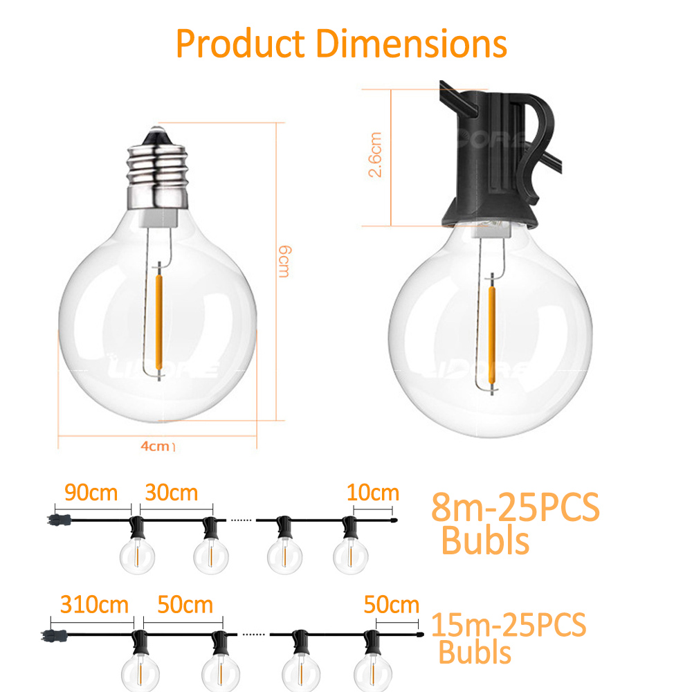 25FT/50FT G40 Clear Globe Bulb - đánh giá và giá String Light Bistro