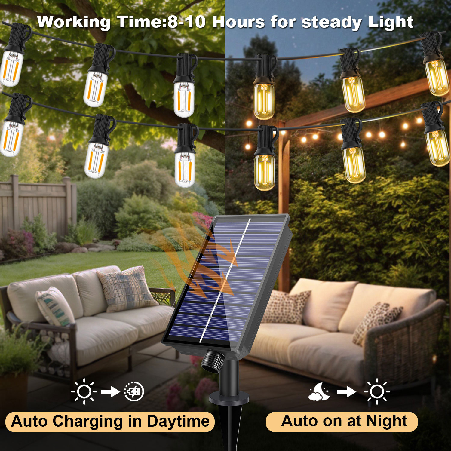 LED T22 Solar String Lights 8  - đánh giá và giá String Light Bistro