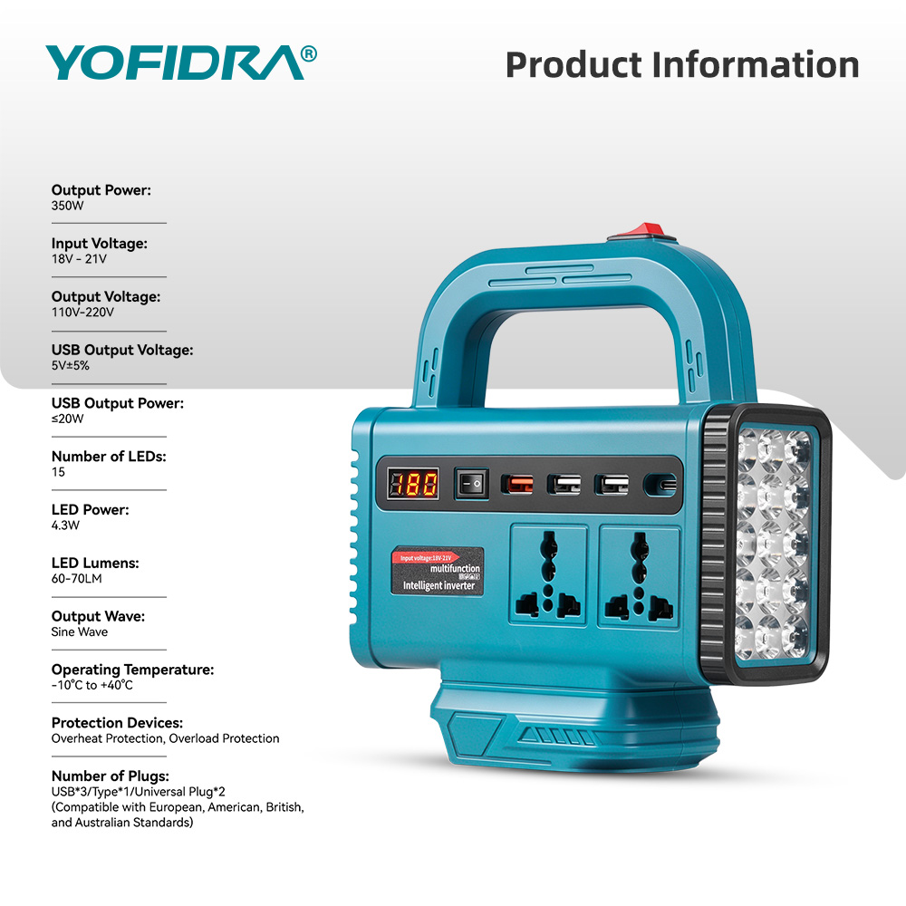 YOFIDRA 220V Portable Power In - đánh giá và giá Outdoor Lighting Battery Powered