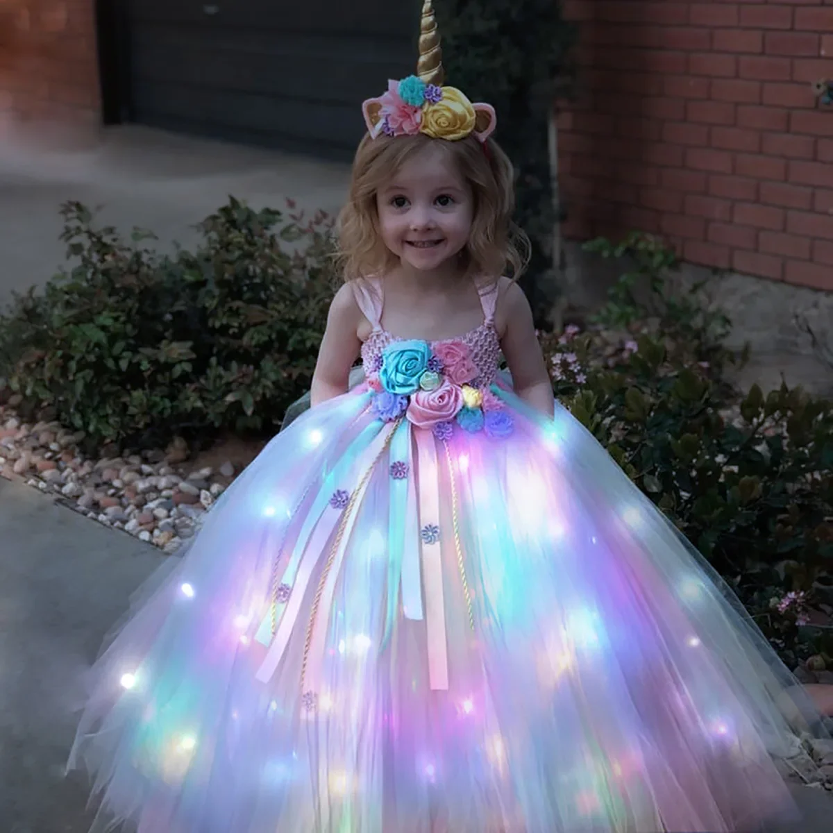 Gilrs Long LED Unicorn Tutu Dr - đánh giá và giá Outdoor Lighting Halloween