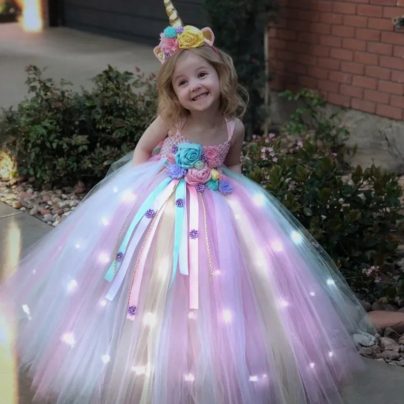 Gilrs Long LED Unicorn Tutu Dr - đánh giá và giá Outdoor Lighting Halloween